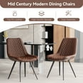 thumbnail image 6 of Hawsaiy Modern Dining Chairs Set of 2, Top PU Leather Upholstered Dining Room Chairs with Metal Legs, Ergonomic Kitchen Chairs for Kitchen Dinning Room,Brown, 6 of 9