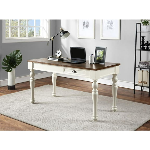 Joanna Farmhouse Two-tone Ivory and Mocha Wood Lift-top Home Office Desk