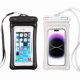 thumbnail image 1 of wonima02 2 Pcs Phone Waterproof Pouch, Waterproof Dry Bags for Swimming Suitable for Many Types Phones for Snorkeling Cruising Bathtub Hot Spring Skiing Boating Kayaking (Black/Translucent White), 1 of 1