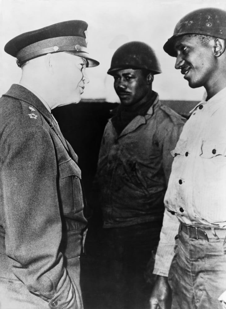General Dwight Eisenhower Talking With Two African American Soldiers At ...