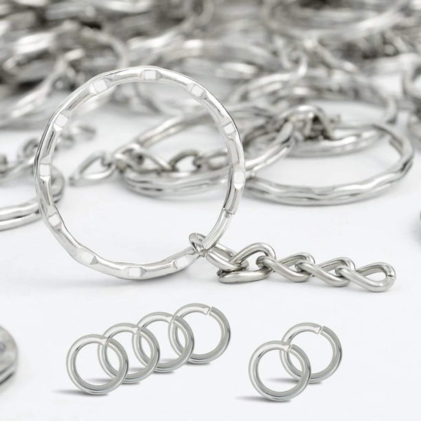 10 pcs 25 mm porte-clés plat avec anneau de saut Porte-clés fendus pour accessoires de fabrication de bijoux DIY - France