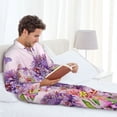 thumbnail image 6 of Picia Flowers And Colorful Butterflies Pattern Men’s Long-Sleeve Sleepwear Set - Soft 2-Piece Loungewear with Pockets, Comfy PJs for Relaxing Nights-Large, 6 of 7