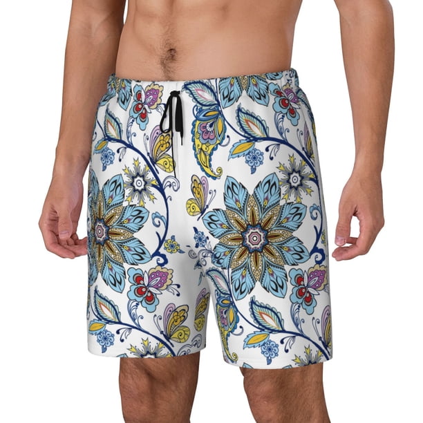 Fotbe Flowers and Butterflies Traje de Baño para Hombre – Shorts de Natación de Secado Rápido con Forro y Bolsillos-Small