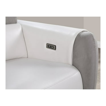 Global Furniture USA U8520 Blanche White/Gray Fabric Power Reclining Loveseat