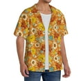thumbnail image 2 of Gukieu Daisy maple fall Print Men's Short-sleeved Shirts, Button-down Pocket Shirts, T-shirts, Beach Vacation Travel Summer Clothing-Small, 2 of 5