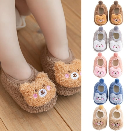 

YIFU 1 Pair Crib Shoes Ultra-thick Cartoon Pattern Blend Fabric Newborn Thickened Crib Shoes Socks for Home