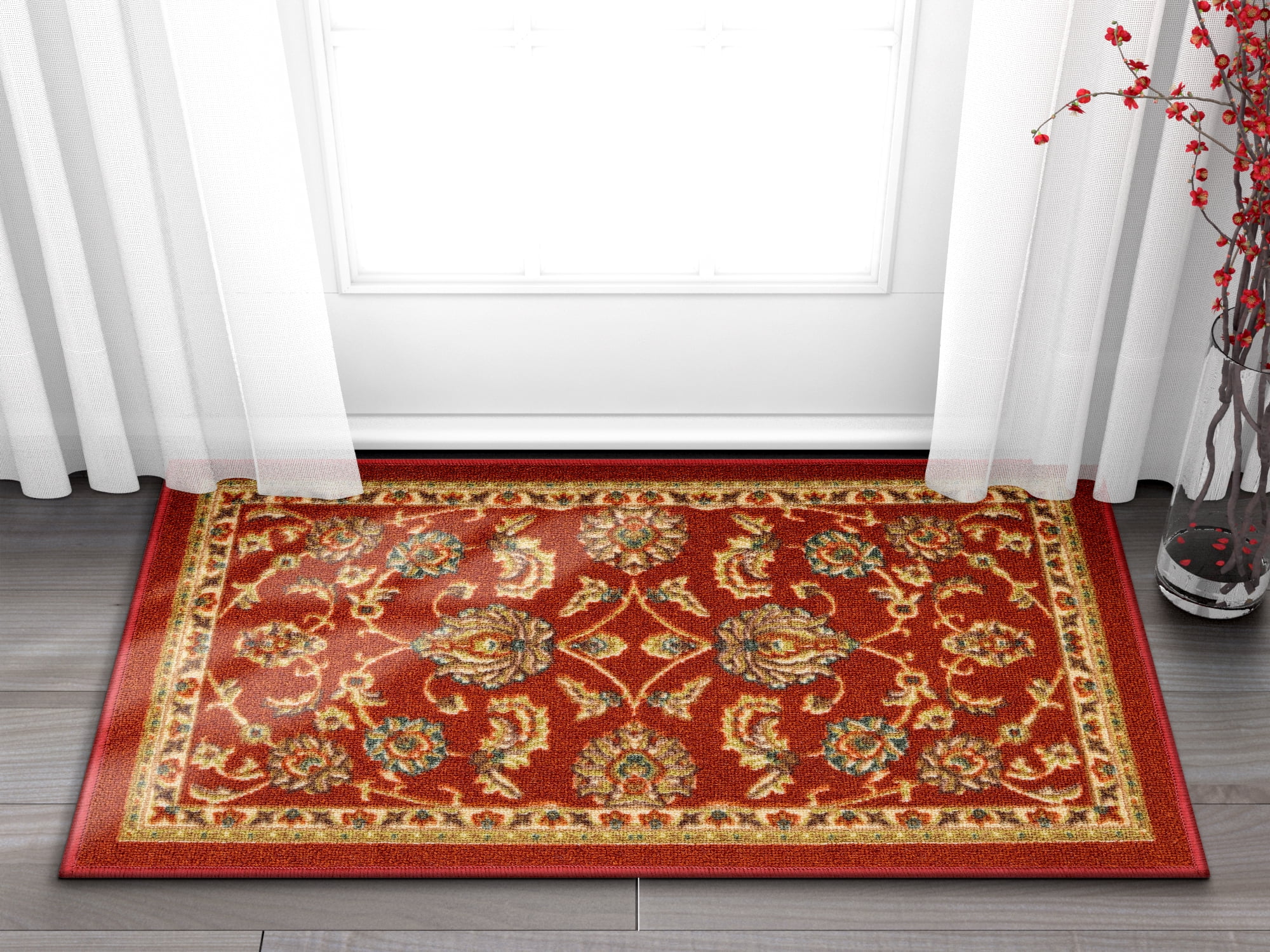 Antep Rugs Alfombras Oriental Traditional 5x7 Non-Skid Low Profile Pile Rubber Backing Indoor Area Rugs Non-Slip Maroon, 5' x 7' 