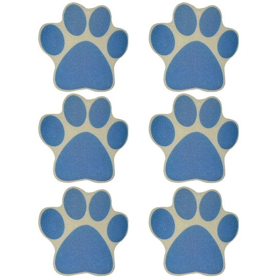 NUOLUX 6Pcs Waterproof Tub Stickers Blue Dog Footprint PVC Anti-slip for Bathrooms