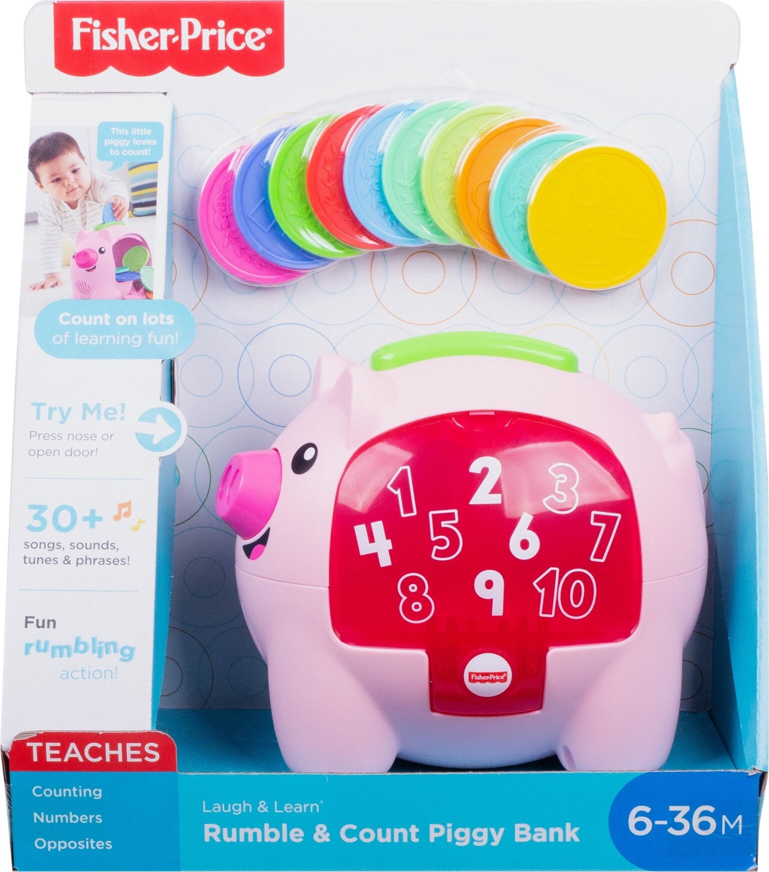  Fisher-Price Laugh & Learn Baby Learning Toy Smart Stages Piggy  Bank with Songs Sounds and Phrases for Infant to Toddler Play : Toys & Games