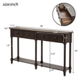 thumbnail image 4 of 58" Vintage Console Table, Solid Wood Sofa Table with 2 Storage Drawers and Open Bottom Shelf, Narrow Side Table for Living Room, Kitchen, Hallway, Entryway, Espresso, 4 of 9