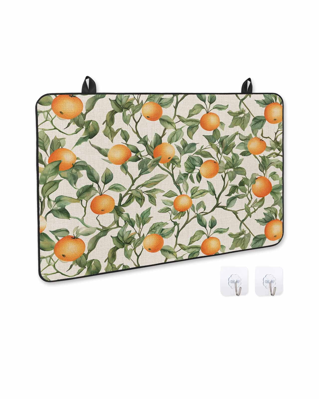 nqOlkjepod Large Induction Cooktop Protector Mat 36"x21", Vintage Orange Green Leaves Stove Top Covers for Electric Stove, Farmhouse Botanical Linen Stove Burner Cover Mats, Glass Top Stove Cover