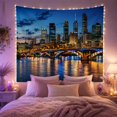 thumbnail image 2 of Urban Skyline Night with Twilight Scattered Clouds Skyscrapers, Mystical Fantasy for Space Lovers, Galaxy Room Decor, Housewarming Gift, Tapestry Wall Hanging for Bedroom and Dorm, 2 of 7