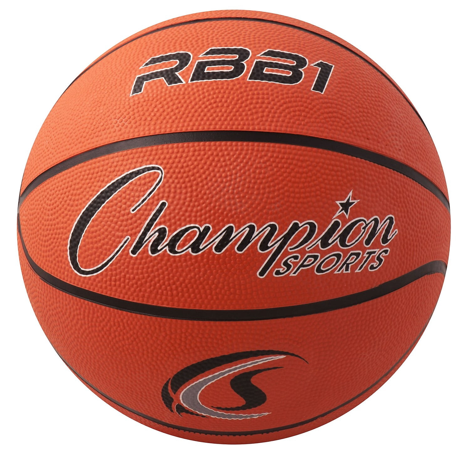 Champion Official Size Rubber Basketball Orange/Black Pack of 2 CHSRBB1-2