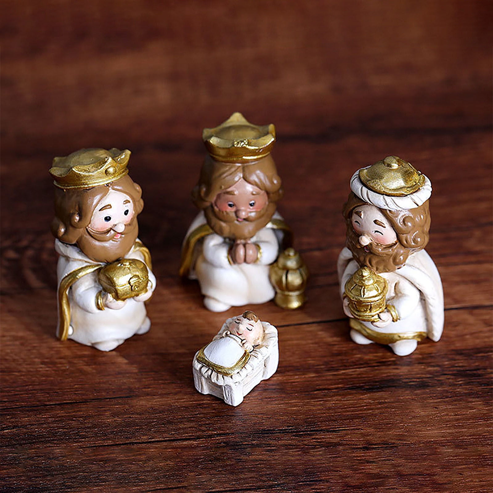 Leodye Mini Christmas Nativity Set,11 Pieces Little People Nativity Set,Christmas Decoration Miniature Nativity Set,Nativity Scene with Light 10 Rearrangeable Figurines Decor Tabletop Decor