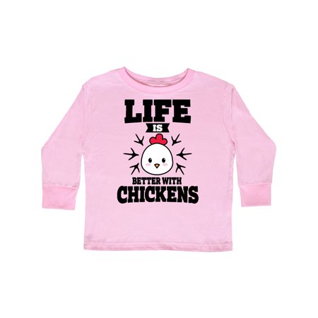 

Inktastic Life is Better with Chickens Gift Toddler Boy or Toddler Girl Long Sleeve T-Shirt