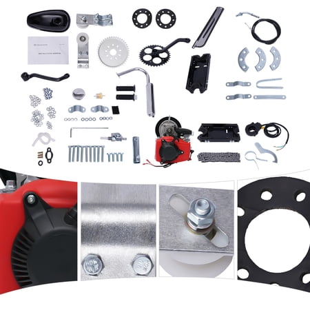 Bike Engine Motor Kit 4-Stroke 49CC Gas Petrol Motorized Bicycle Scooter used for Cruisers, Road Bikes, Mountain Bikes with a 26-inch V-shaped Frame.