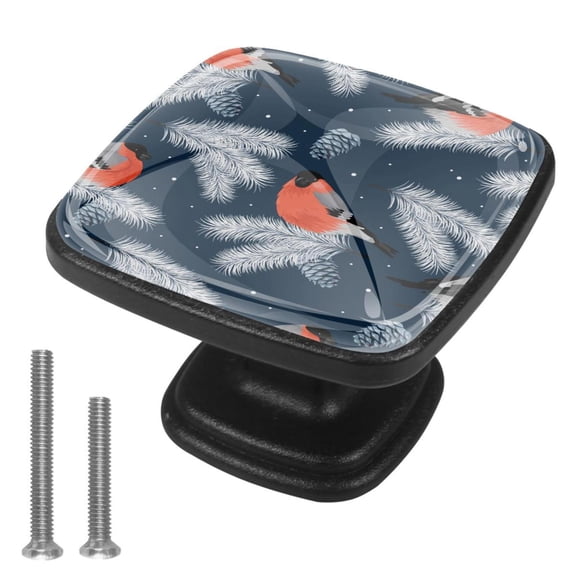 4 Pcs Cabinet Handle Drawer Pulls Feather Pinecone Lovebird Knobs with Screws Square Furniture Office Cabinet Knob Decoration