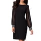 thumbnail image 1 of Minivestido de malla brillante para mujer: manga larga, cuello en V, corte ajustado, poliéster ajustado para todas las ocasiones, tallas US/UK/EU S-XXL., 1 of 5