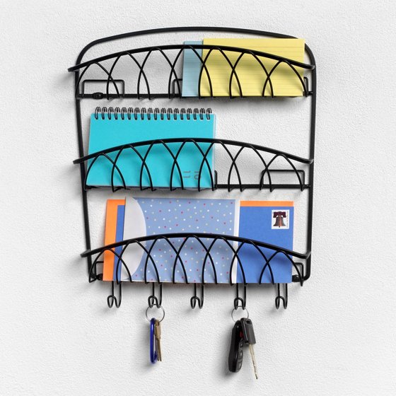 Spectrum 3Tier Wall Mount Letter Holder, Black Twist