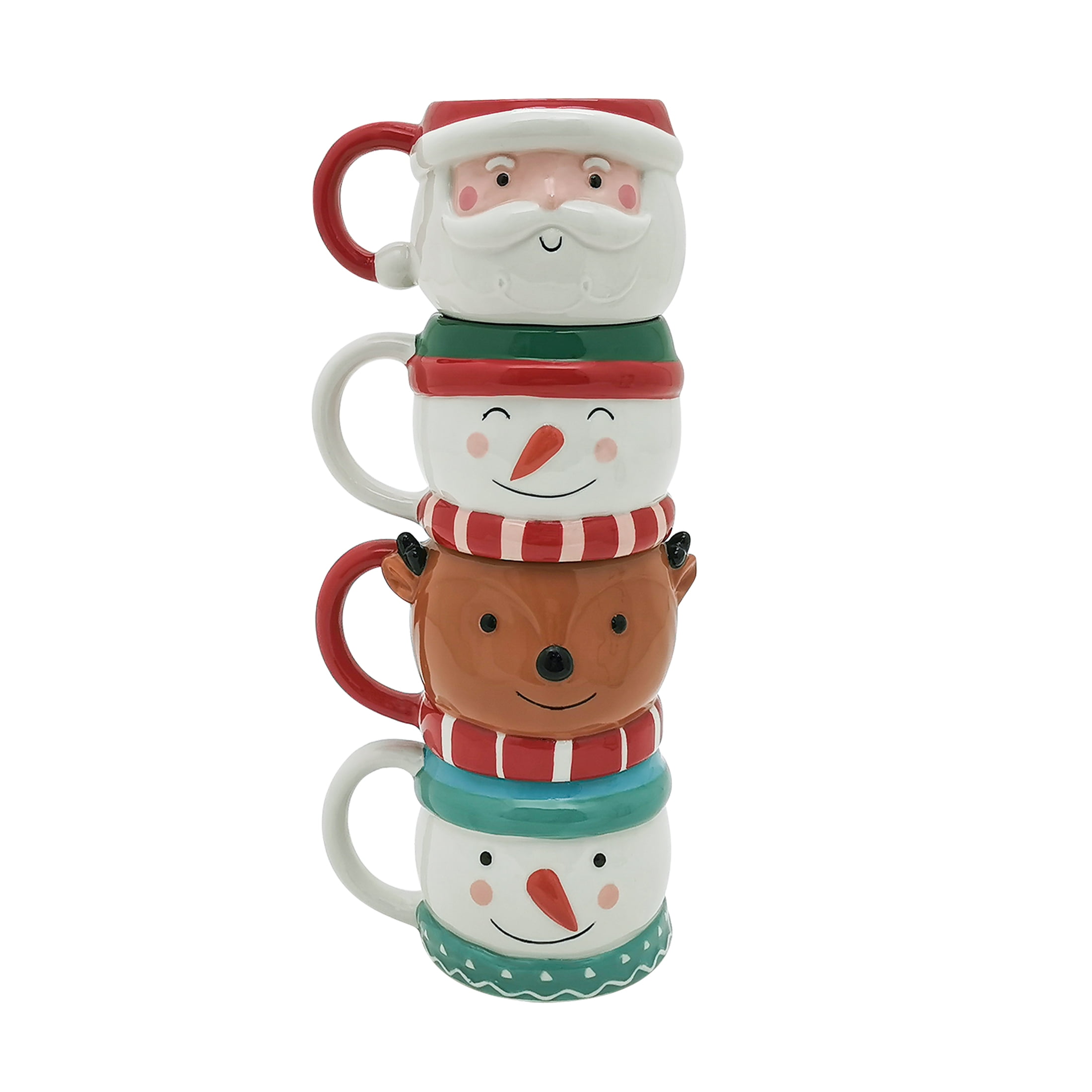 Hallmark Snowman Stackable Set of 2 Coffee Mugs Tea Cups Holiday Christmas  Theme
