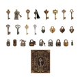 thumbnail image 1 of Antique Key Shape Sticker Scrapbooking Decorative Sticker for Kid Art Craft Card Making Notebook Journal Decoration Multicolor, 1 of 5