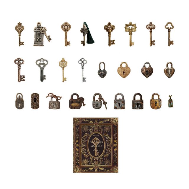 Antique Key Shape Sticker Scrapbooking Decorative Sticker for Kid Art Craft Card Making Notebook Journal Decoration Multicolor