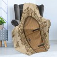 thumbnail image 4 of Rustic Soft Flannel Fleece Throw Blanket, Wine Cellar Entrance Stone Arch Architecture European Building, Cozy Plush for Indoor and Outdoor Use, 50" x 70", Sand Brown Pale Brown, by Ambesonne, 4 of 5