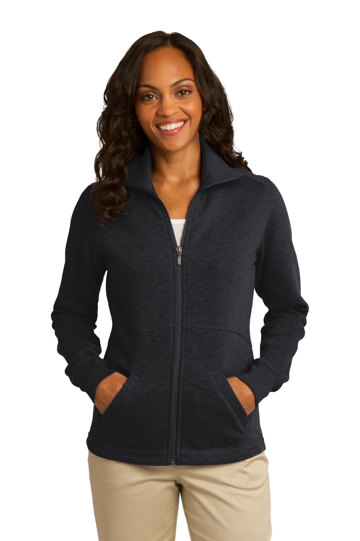 Port Authority Women's Slub Fleece Full-Zip Jacket. L293, Size: 4XL, Black