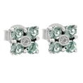 thumbnail image 5 of Aquamarine & Cubic Zircon Stud 925 Sterling Silver Earrings Jewelry DGE1069_G E-1058, 5 of 6