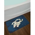 thumbnail image 2 of Astronaut Bath Mat, Illustration of a Single Man in Space Costume Exploring Waving, Plush Bathroom Decor Mat with Non Slip Backing, 29.5" X 17.5", Dark Blue Grey Yellow, by Ambesonne, 2 of 2
