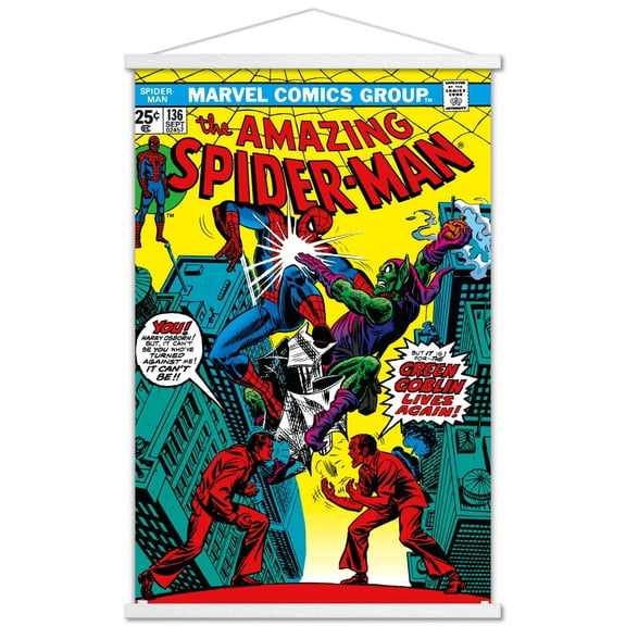 Marvel Comics - Green Goblin - The Amazing Spider-Man #136 Wall Poster with Wooden Magnetic Frame, 22.375" x 34"