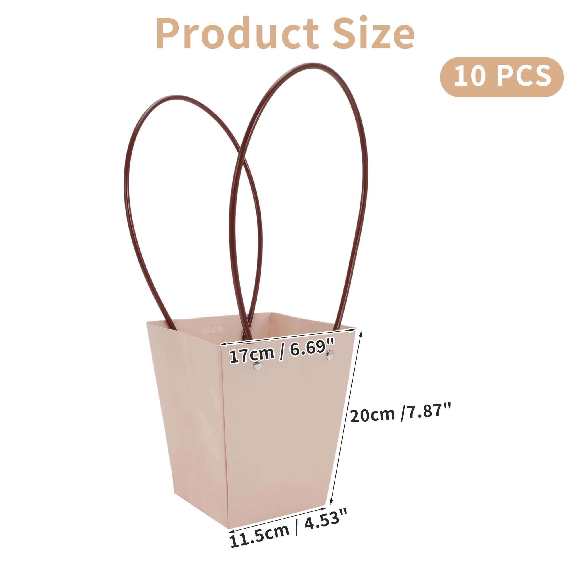 Unique Bargains 10Pcs Floral Bags Bouquet Bag with Handle Pink 6.69" x 4.53" x 7.87"