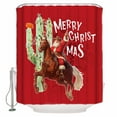 thumbnail image 2 of Red Cowboy Christmas Shower Curtain, Western Xmas Santa Cactus Waterproof Washable Boho Funny Cute Shower Curtains Set for Bathroom Farmhouse Bathtubs Decor with Hook, 48"Wx72"L, 2 of 7