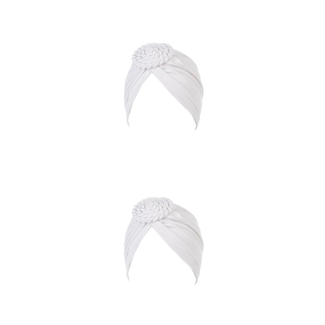 Turbante Qarigey nudo de punto Interior Hijab Gorro Moda Sombreros para mujeres Blanco 2Conjunto