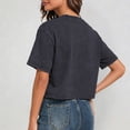 thumbnail image 4 of WEIGFI Womens T-Shirts Cotton Loose Fit Workout Cropped Tops Yoga Running Crew Neck Short Sleeve Lightweight Clothes Solid Color Trendy Relaxed Beach Daily Wear,Black,L, 4 of 5
