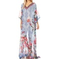 thumbnail image 4 of Sakkas Wilder Printed Design Long Sheer Rhinestone Caftan Dress / Cover Up - 17160-RedBlue - OS, 4 of 5
