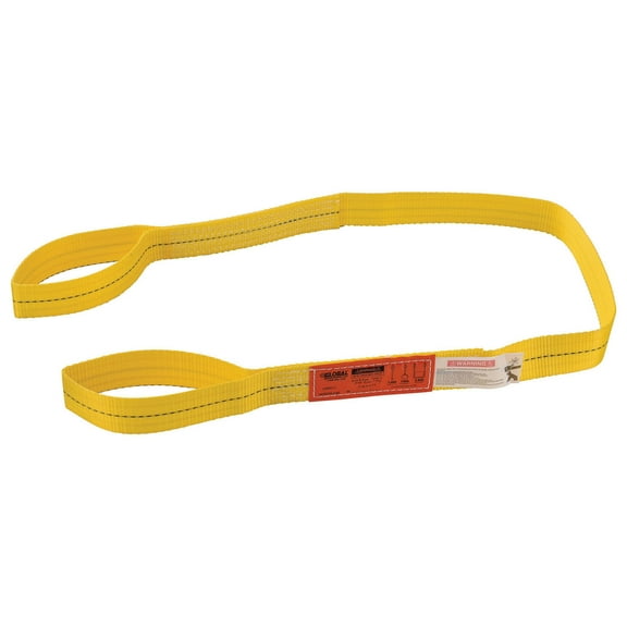 Global Industrial 298511 6 ft. x 2 in. Poly Web Sling Light Duty Eye & Eye W-2400-1900-4800 lbs Cap, Yellow