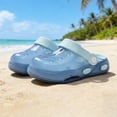 thumbnail image 2 of CUZIBR Baby Girls Kids Garden Clogs Cute Solid Color Transparent Stylish Lightweight Anti- Flat Sole Slides Sandals Waterproof Beach Pool Holiday Comfy Casual Water Shoes,Blue,12-18 Months, 2 of 5