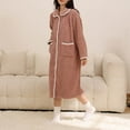 thumbnail image 2 of hotojiny Plush Robes for Women Winter Warm Fleece Soft Bathrobe Lounge Sleepwear Fuzzy Button down Lapel Spa Robes, 2 of 5