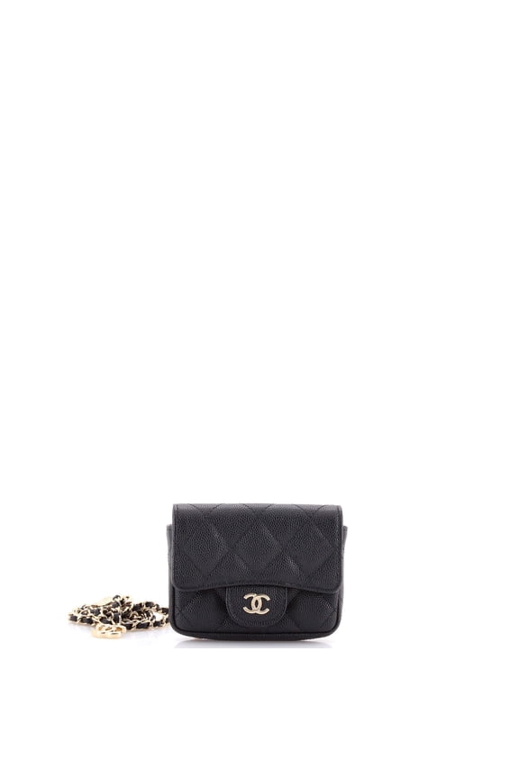 Pre-Owned Classic Flap Chain Belt Bag Quilted Caviar Mini By Rebag