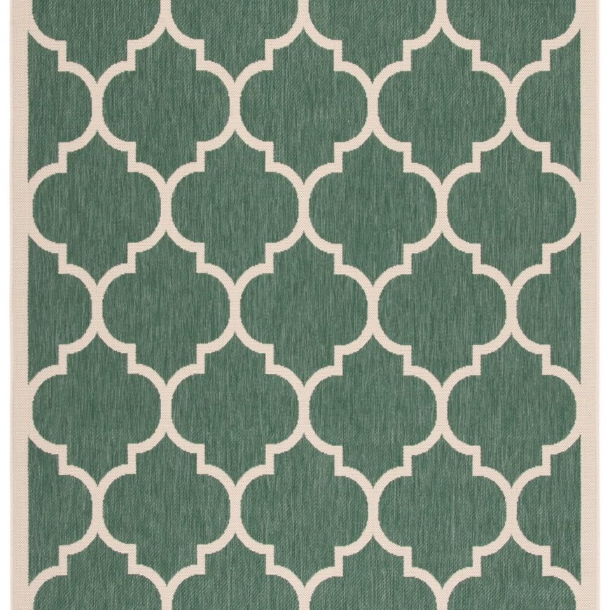 SAFAVIEH Outdoor CY6914322 Courtyard Dark Green / Beige Rug
