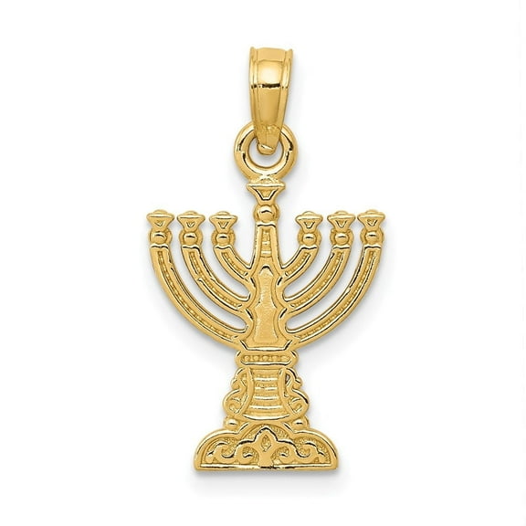 Auriga Fine Jewelry 14K Yellow Gold Menorah Pendant for Women (L-22 mm,W-12 mm)