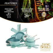 Thyme & Table Acadia 12-Piece Non-Stick Cookware Set, Pots and Pans Set, Blue
