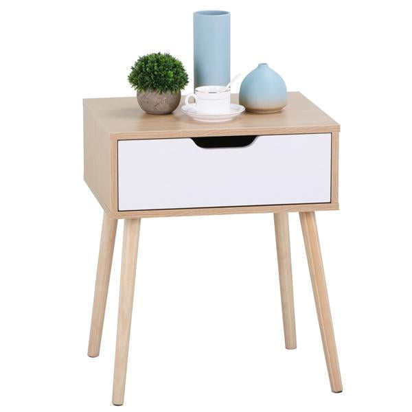 White Brown Walnut Side End Table Nightstand With Storage Drawer Solid Wood Legs Living Room Furniture Walmart Com Walmart Com