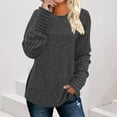 thumbnail image 3 of Otntypg Lightweight Tunic Sweater for Women Trendy 2025 Fall Winter Cuffed Long Sleeve Dressy Crewneck Ribbed Knit Sweaters Casual Side Slit Loose Overszied Curvy Hem Blouse Gray XXL, 3 of 8