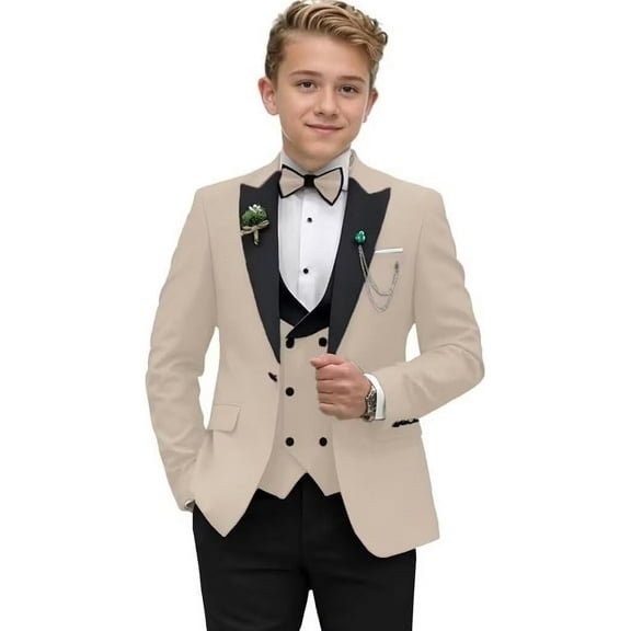 Wehilion Boys Suit Formal Tuxedo Suits for Boys Wedding Ring Bear Outfit 3 Pieces Kids Tuxedo Blazer Vest Pants