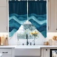 thumbnail image 4 of Turquoise Blue Swag Curtain Valance for Windows, Water Ripple Abstract Gradient Waves Modern Window Treatments Short Swag Topper for Kitchen Windows Bathroom Bedroom, 28"x36", 4 of 8