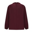 thumbnail image 6 of Fanxing Ladies Cold Shoulder Tops Trendy Ruffled Long Sleeve Shirts Loose Fit Tunic Blouses Solid Color Tunic Tees Shirt Wine,L, 6 of 7