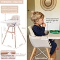 thumbnail image 5 of Trona de madera convertible 3 en 1, tronas para bebés y niños pequeños, trona para bebé con patas ajustables y bandeja apta para lavavajillas, hecha de elegante madera dura y polipiel de primera calid, 5 of 5