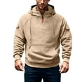 thumbnail image 4 of ZCFZJW Tactical Hoodies for Men - Military Fleece Lined Cargo Sweatshirt Quarter Zip Pullover Hoodie Workout Gym Mens Fashion Outfit Clothes Khaki XXL, 4 of 7